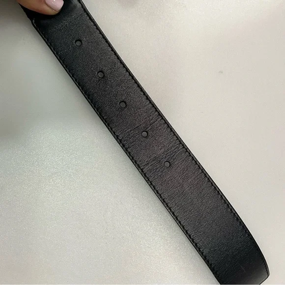 Gucci Navy Red Web Stripe Belt Black Leather Silver Buckle Unisex Size 90 - Picture 5 of 5